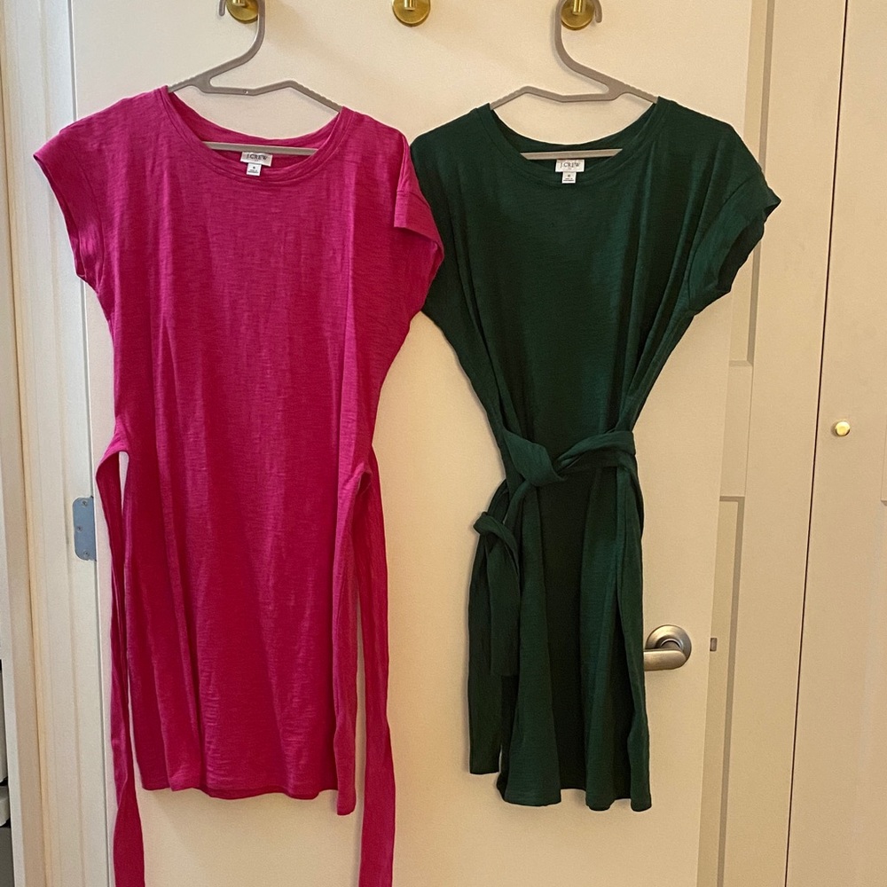 J. Crew Green and Pink Tie-Waist Dress Set